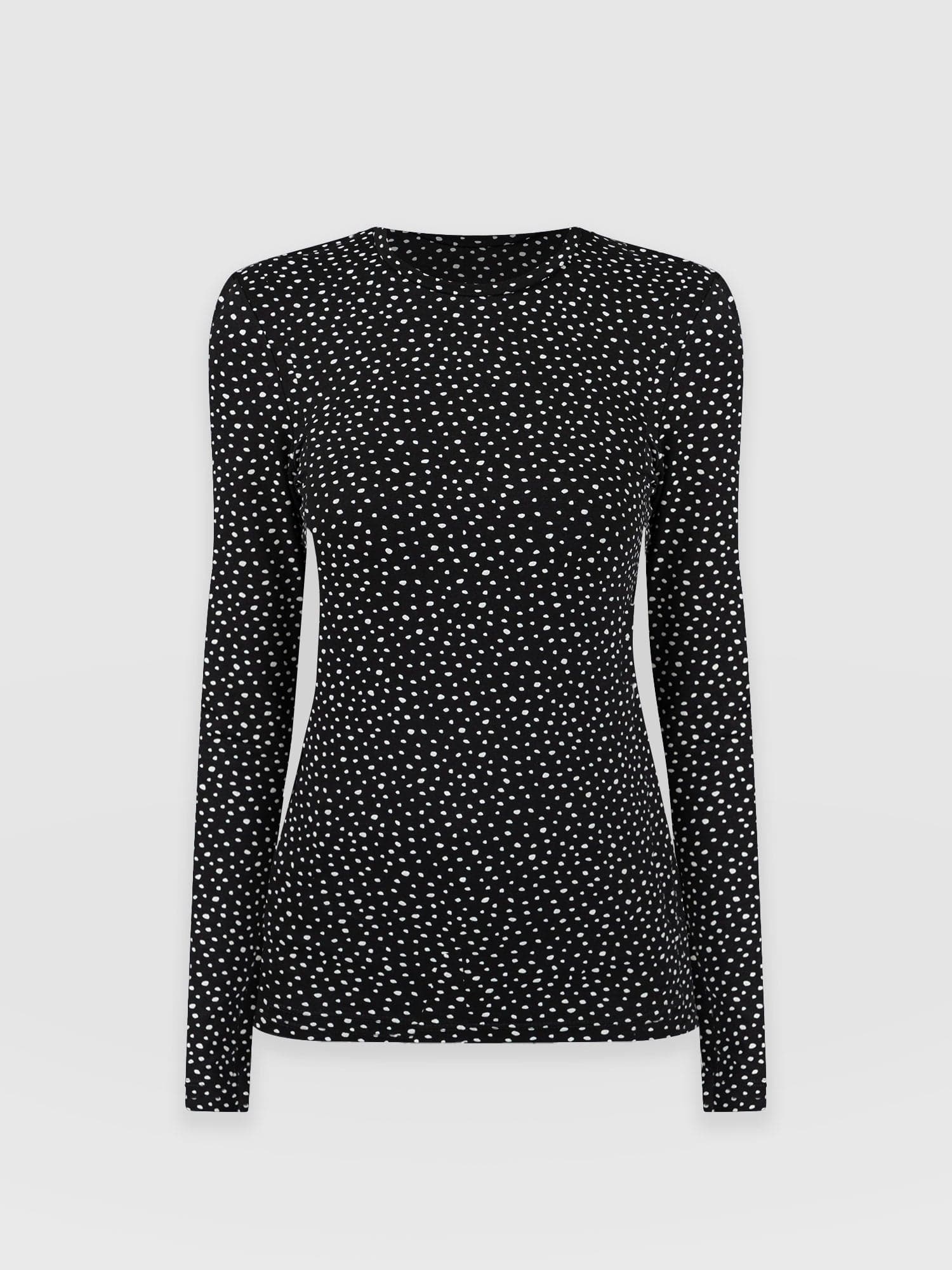 Austen Crew Neck Long Sleeve Tee - Black Spot